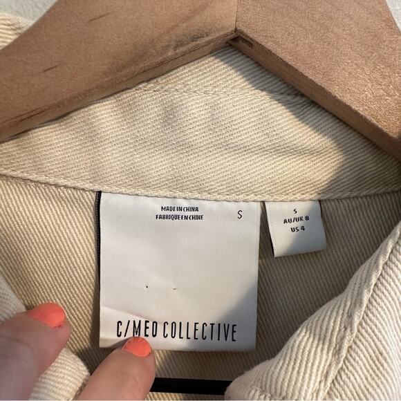 C/MEO Cream Denim Zipper Front Mini Dress Small - Picture 13 of 14